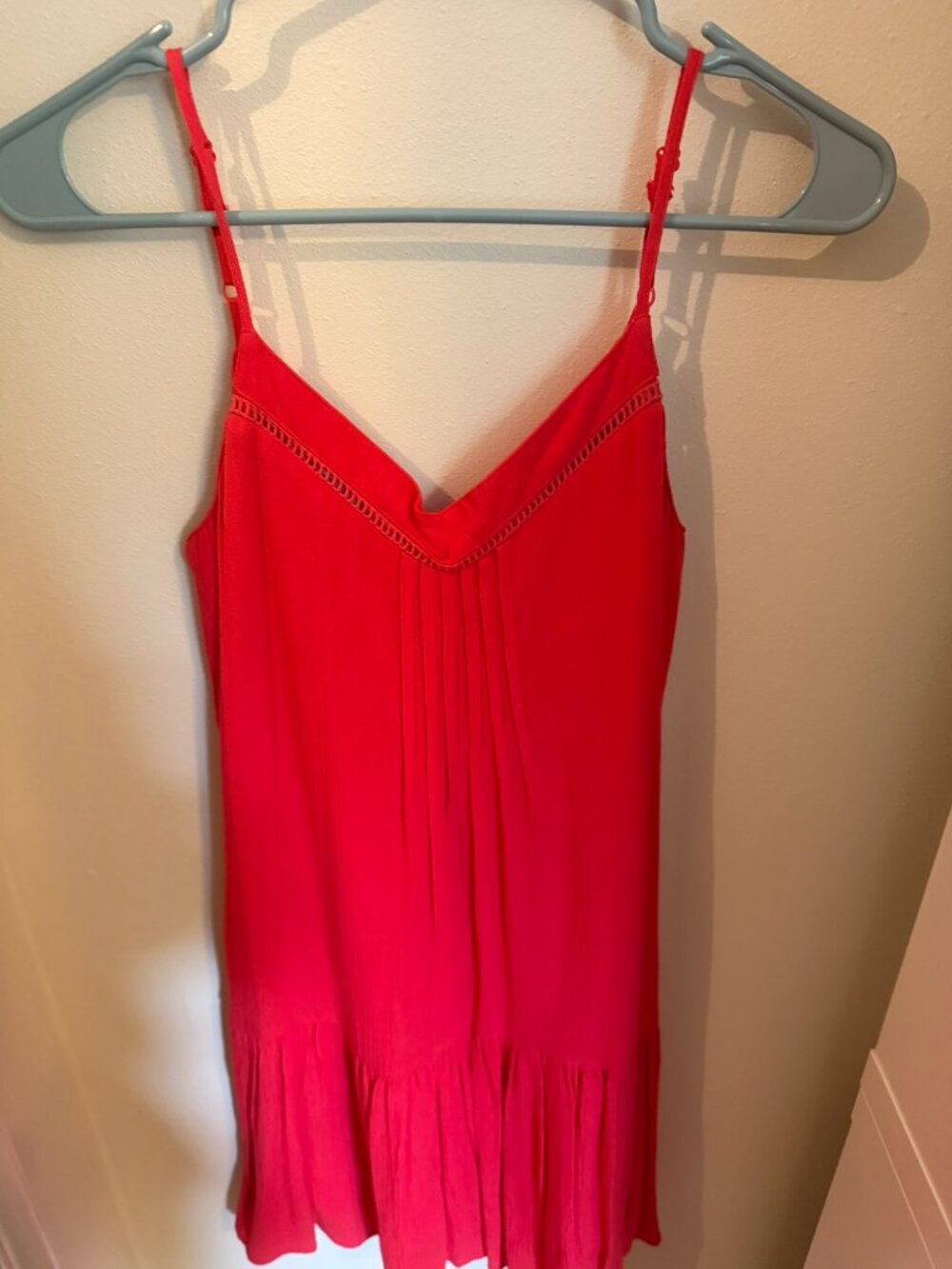 NWT Maurices XS Vibrant Reddish Orange Ruffle Hem Cami Mini Dress
